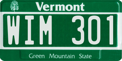 VT license plate WIM301