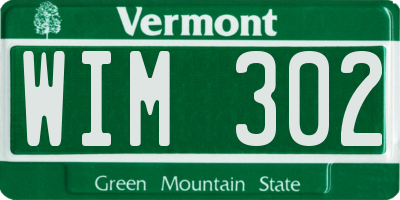 VT license plate WIM302