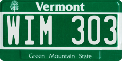 VT license plate WIM303