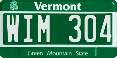 VT license plate WIM304