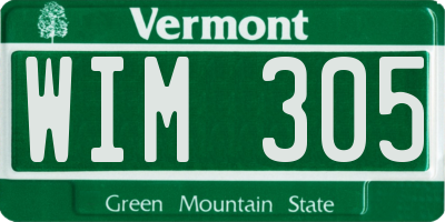 VT license plate WIM305