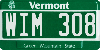 VT license plate WIM308
