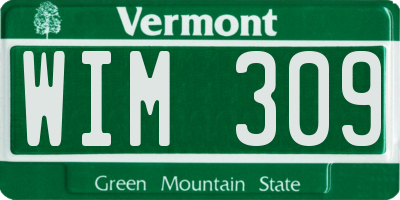 VT license plate WIM309