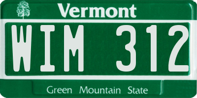 VT license plate WIM312