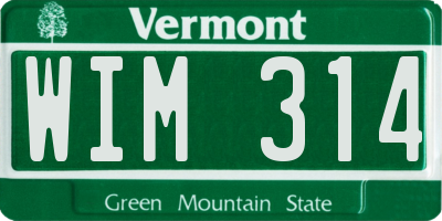 VT license plate WIM314