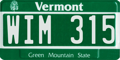 VT license plate WIM315