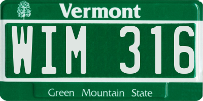 VT license plate WIM316