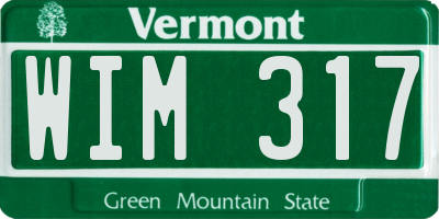 VT license plate WIM317