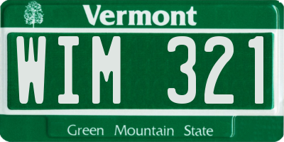 VT license plate WIM321