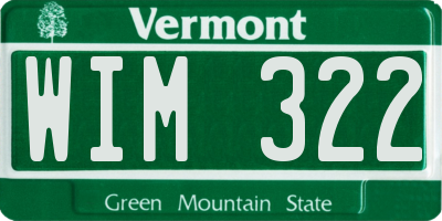 VT license plate WIM322