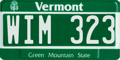 VT license plate WIM323