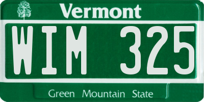 VT license plate WIM325