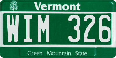 VT license plate WIM326