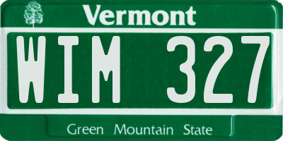 VT license plate WIM327