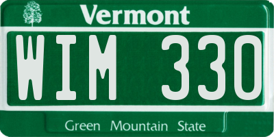 VT license plate WIM330