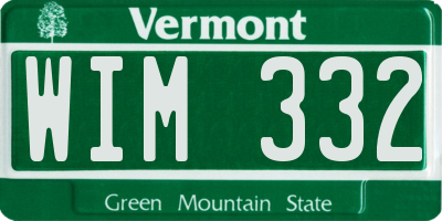 VT license plate WIM332