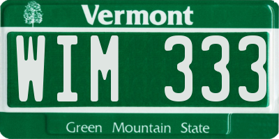 VT license plate WIM333
