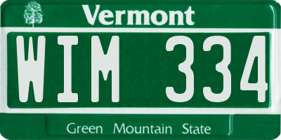 VT license plate WIM334