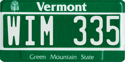 VT license plate WIM335
