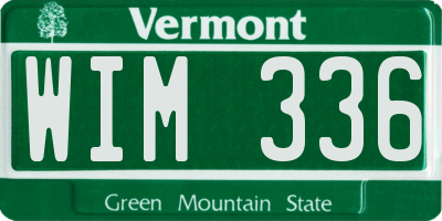 VT license plate WIM336