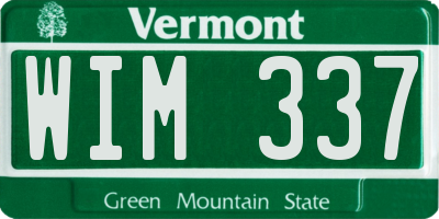VT license plate WIM337