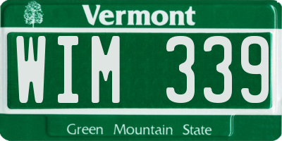 VT license plate WIM339