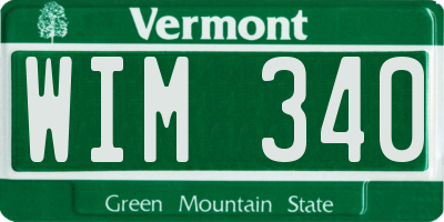 VT license plate WIM340