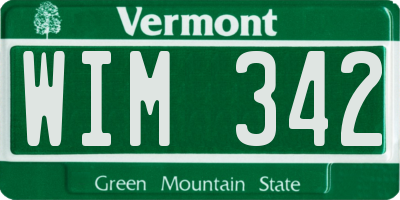 VT license plate WIM342