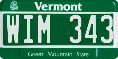 VT license plate WIM343