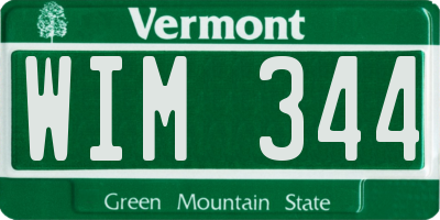VT license plate WIM344