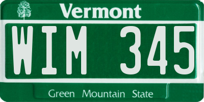 VT license plate WIM345