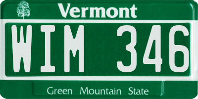 VT license plate WIM346