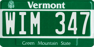 VT license plate WIM347