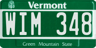VT license plate WIM348
