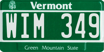 VT license plate WIM349