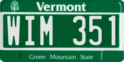VT license plate WIM351
