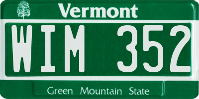 VT license plate WIM352