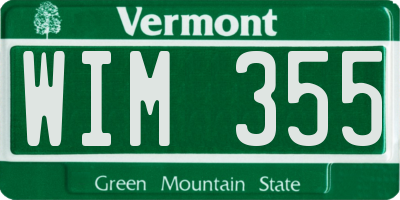VT license plate WIM355