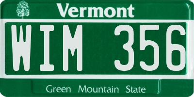 VT license plate WIM356