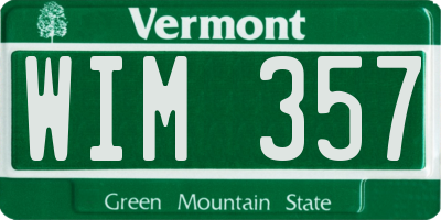 VT license plate WIM357