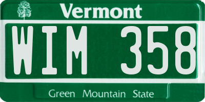 VT license plate WIM358