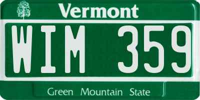 VT license plate WIM359