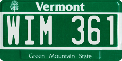VT license plate WIM361