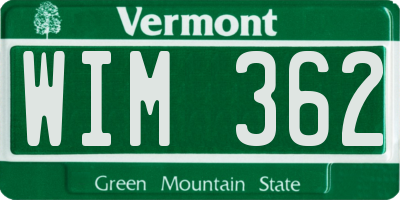 VT license plate WIM362