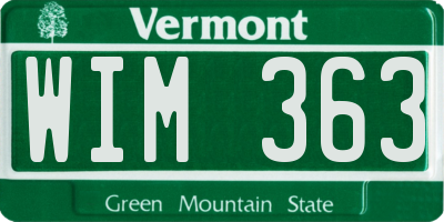 VT license plate WIM363