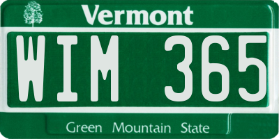 VT license plate WIM365