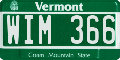 VT license plate WIM366