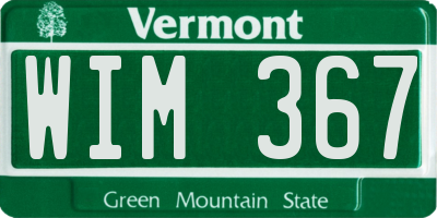 VT license plate WIM367