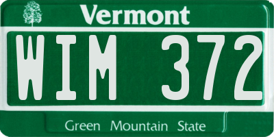 VT license plate WIM372