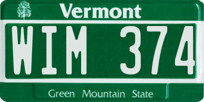 VT license plate WIM374